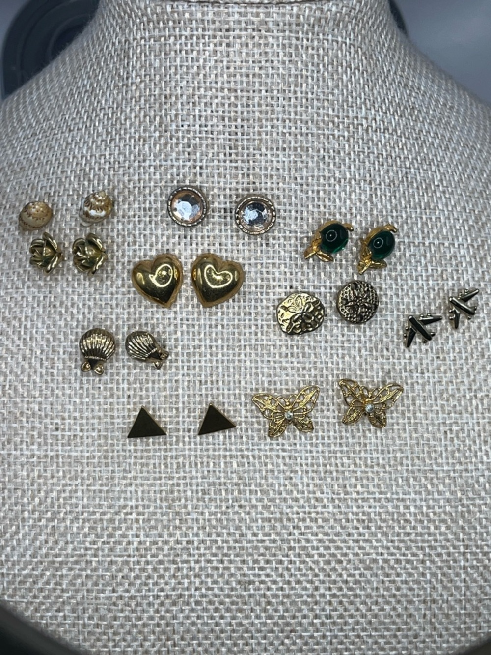 10 pair of Gold Tone Stud earrings